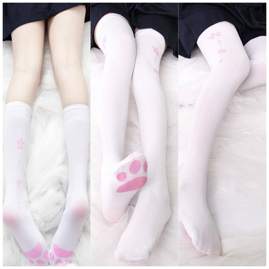 Cat Paw Print Calf Stockings Pantyhose