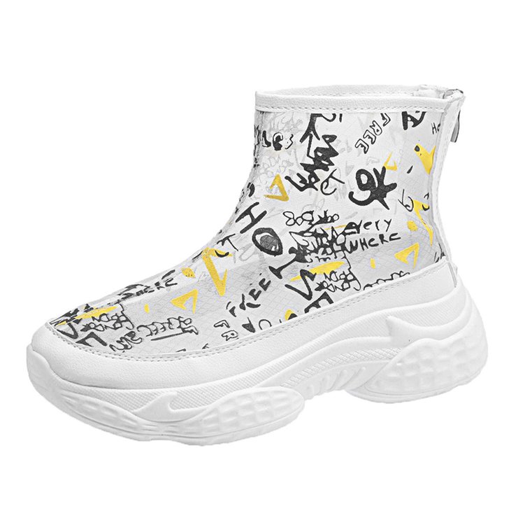 High-top Flat Shoes Hand Drawn Doodle Women's Shoes