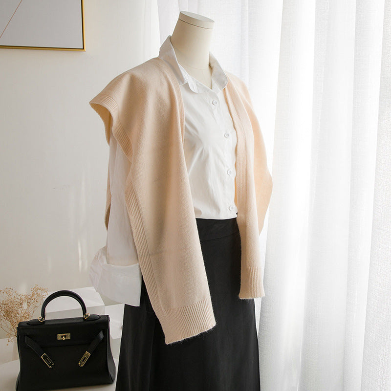 Solid Color Knotted Shoulder Shirt