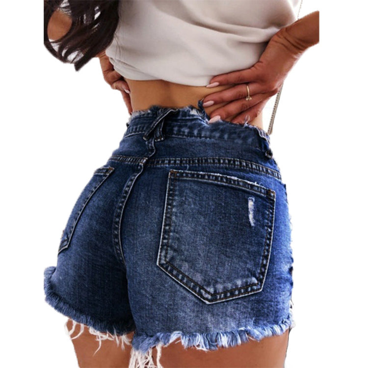 Ripped High Waist Hot Pants Denim Shorts