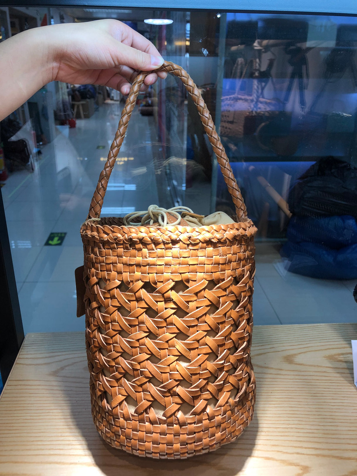 Genuine Leather Women's Woven Shoulder Bag