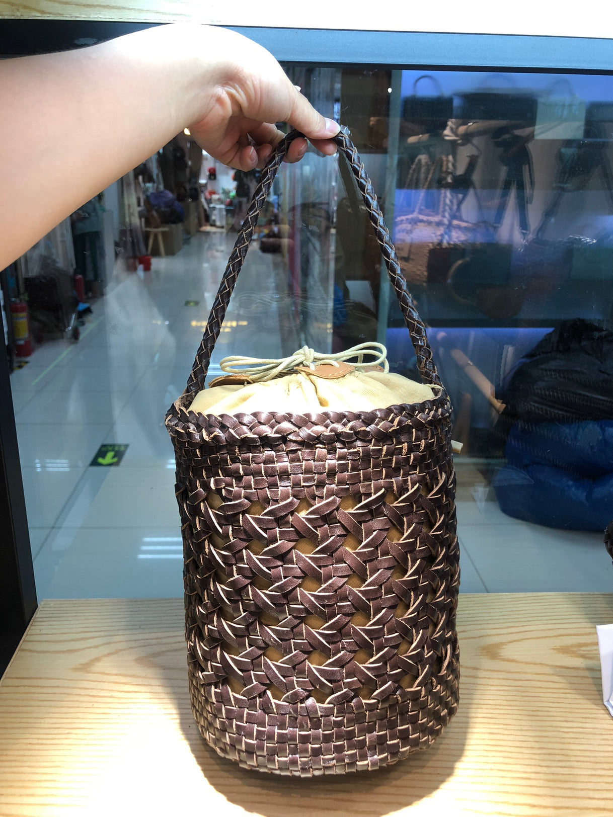 Genuine Leather Women's Woven Shoulder Bag