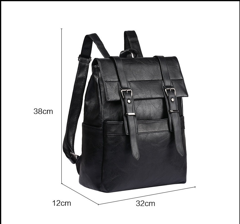 Korean Casual Business Men'S One-Shoulder Backpack Pu Waterproof Soft Surface Outdoor Large-Capacity Backpack