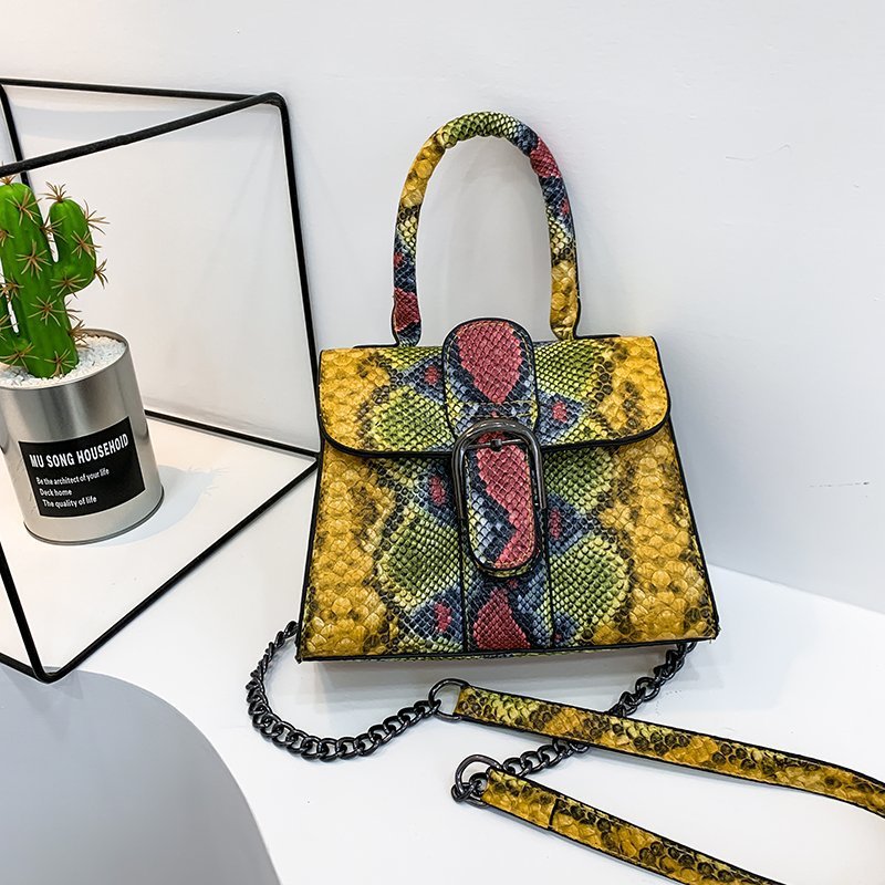Small Bag Women's Spring And Summer New Korean Snake Print Small Square Bag Fashion Simple Messenger Single Shoulder Handbag