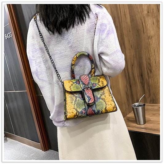 Small Bag Women's Spring And Summer New Korean Snake Print Small Square Bag Fashion Simple Messenger Single Shoulder Handbag
