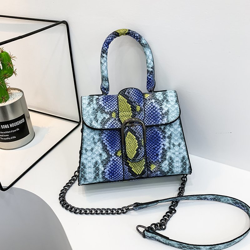 Small Bag Women's Spring And Summer New Korean Snake Print Small Square Bag Fashion Simple Messenger Single Shoulder Handbag