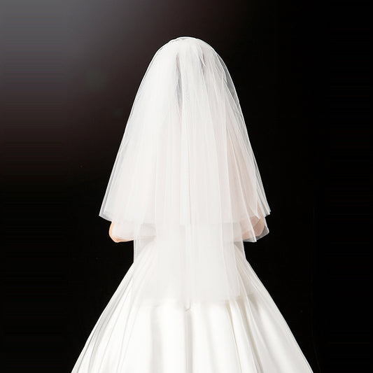 Short Bridal Wedding Veils Two Layer with Metal Combe White Veil for Party Bridal Veil  New Arrival