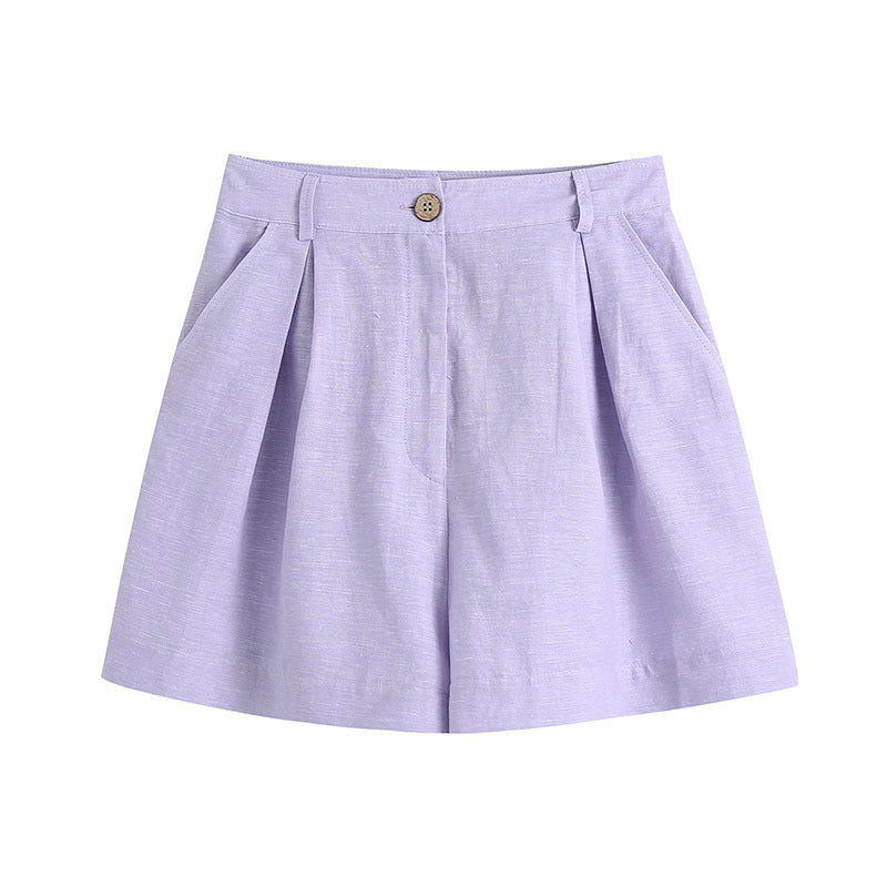Summer New Women's Clothing European And American Style Wooden Button Holiday Shirt Casual Shorts