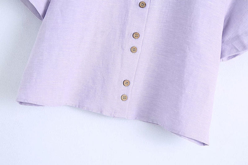 Summer New Women's Clothing European And American Style Wooden Button Holiday Shirt Casual Shorts
