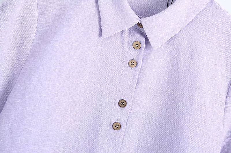 Summer New Women's Clothing European And American Style Wooden Button Holiday Shirt Casual Shorts