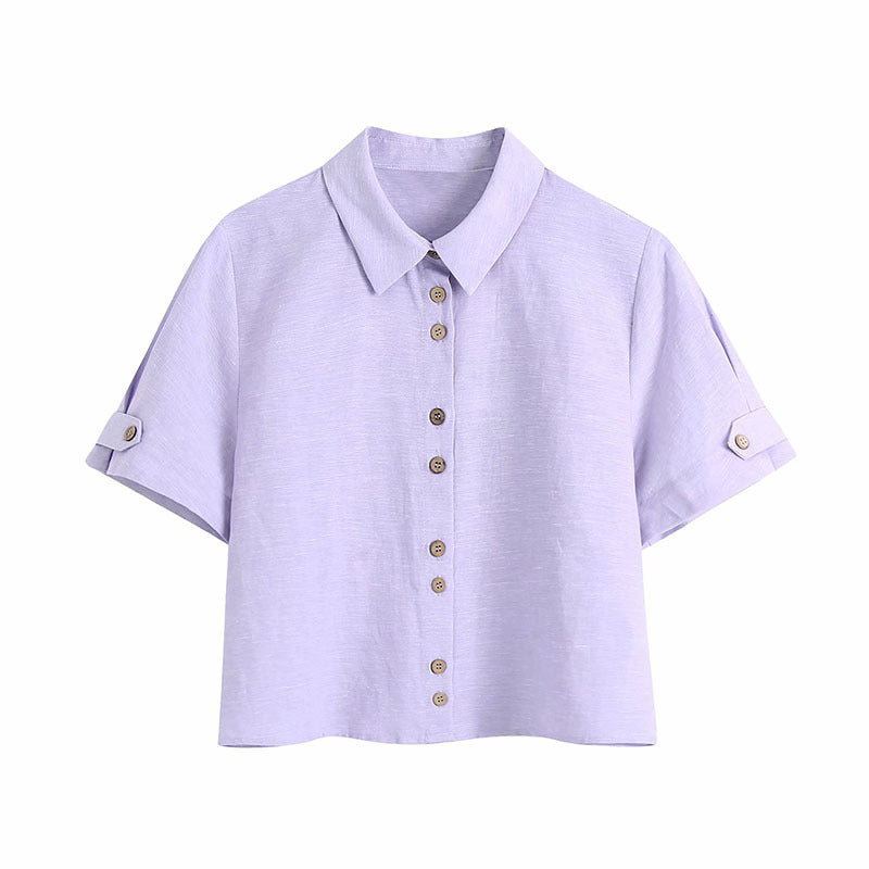 Summer New Women's Clothing European And American Style Wooden Button Holiday Shirt Casual Shorts