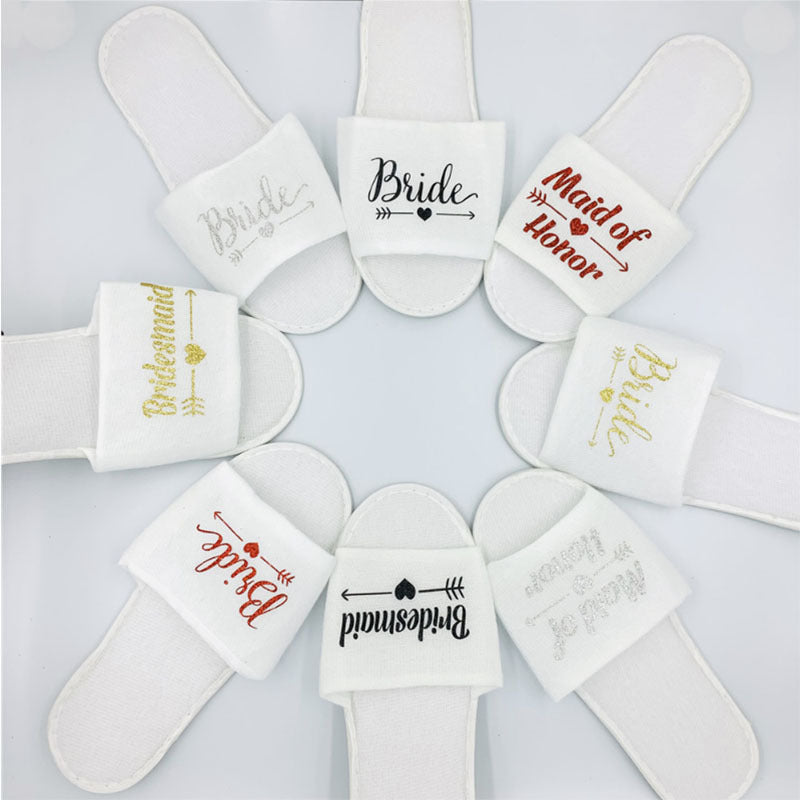 Custom Wedding Pajamas Party Plush Slippers