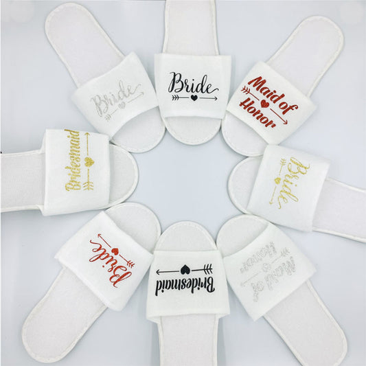 Custom Wedding Pajamas Party Plush Slippers