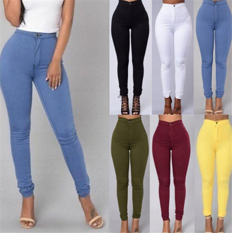 Fashion Stitching High Waist Skinny Pants