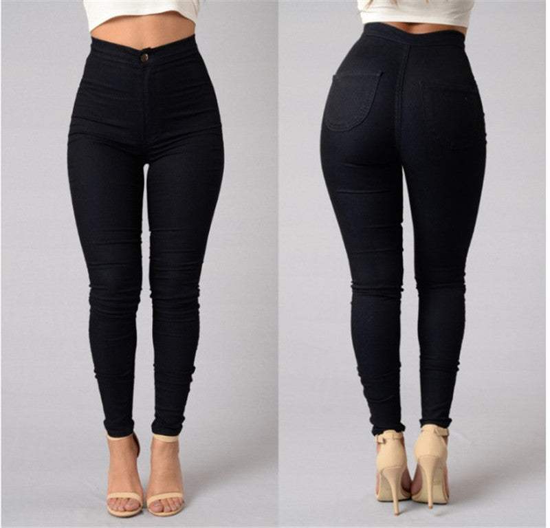 Fashion Stitching High Waist Skinny Pants