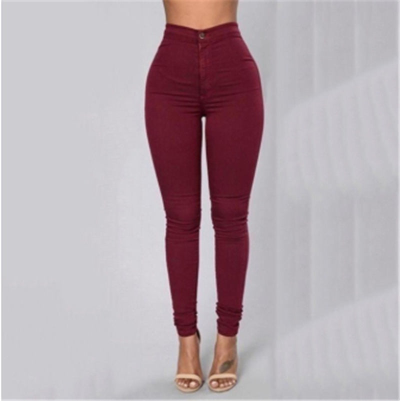 Fashion Stitching High Waist Skinny Pants