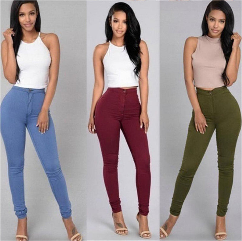 Fashion Stitching High Waist Skinny Pants