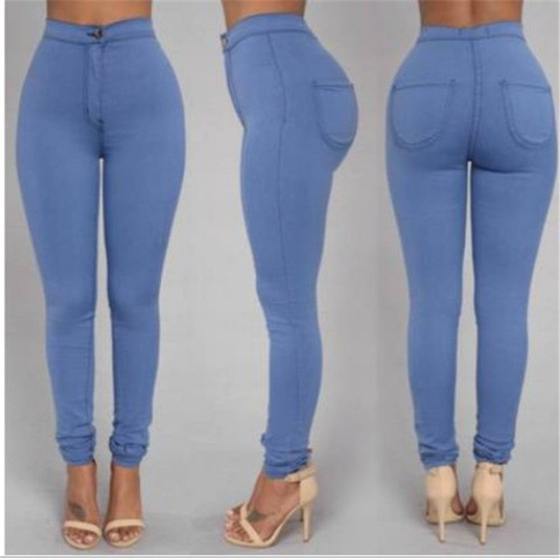 Fashion Stitching High Waist Skinny Pants