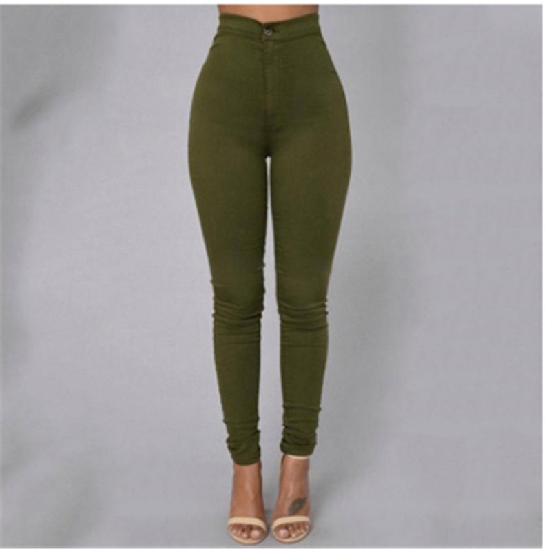 Fashion Stitching High Waist Skinny Pants