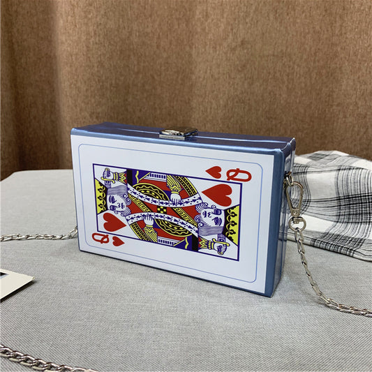 Korean Version Of The Small Bag Ins Printing Chain Shoulder Bag Female Personality Original Poker Student Female Bag Box Small Bag