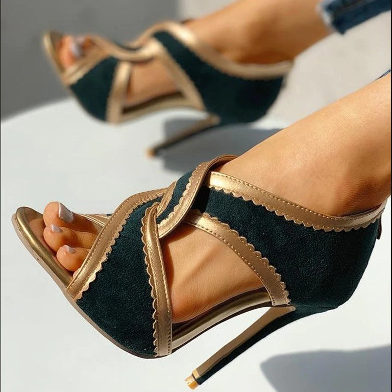 Stiletto Super High Heel Pointed Toe Cutout Sandals