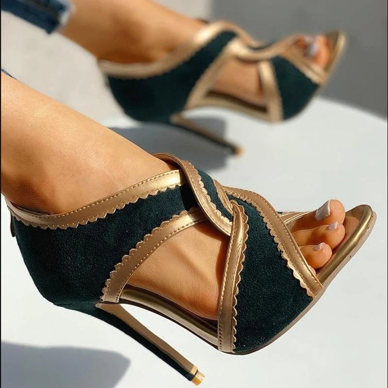 Stiletto Super High Heel Pointed Toe Cutout Sandals