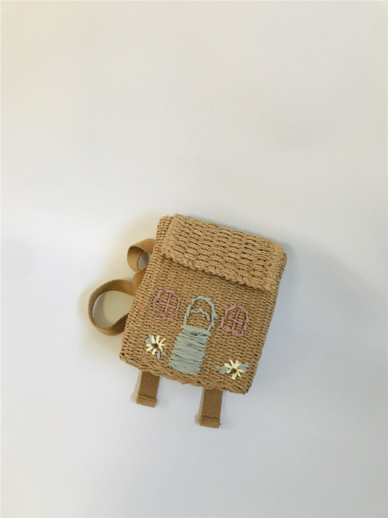 Cute Little House Woven Backpack Mini