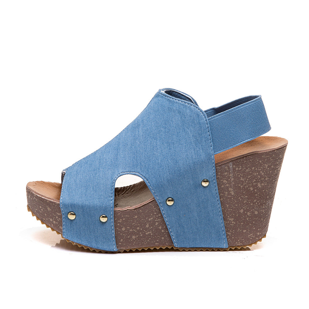 Ladies Sandals High Heel Fish Mouth Handmade Shoes Retro