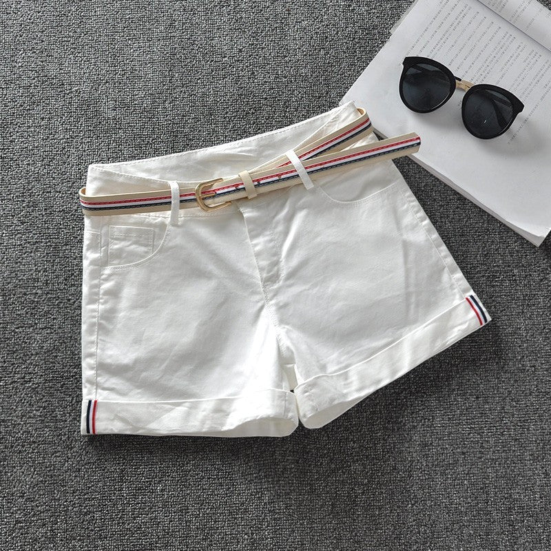 High Waist Curled Up Slim Slimming Stretchy All-match Hot Pants