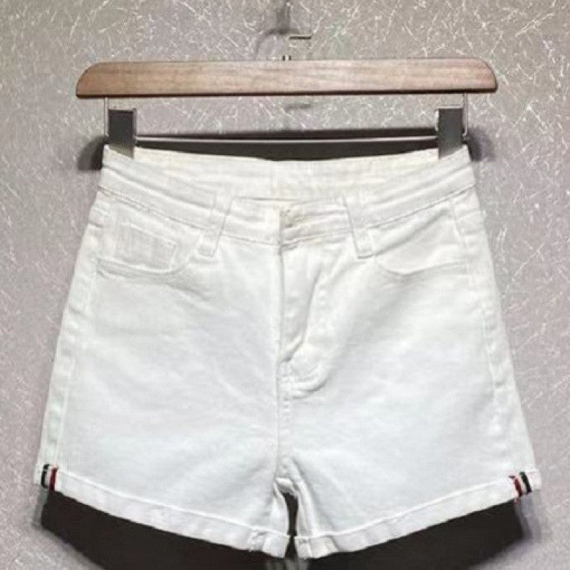 High Waist Curled Up Slim Slimming Stretchy All-match Hot Pants