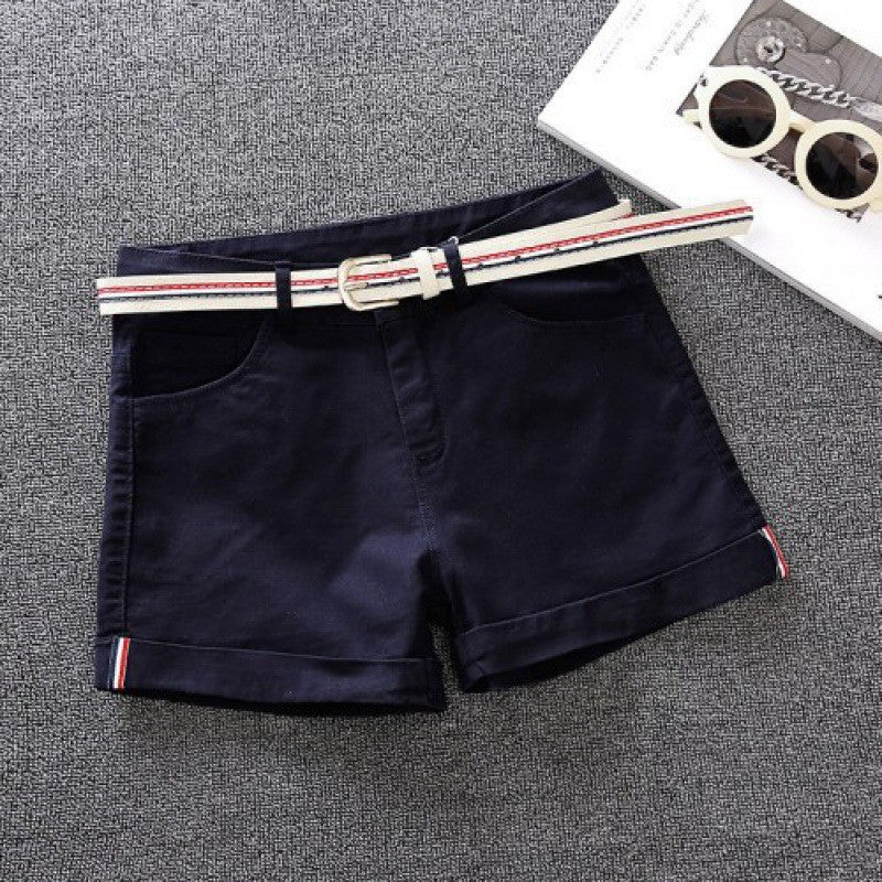 High Waist Curled Up Slim Slimming Stretchy All-match Hot Pants