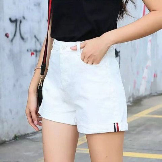 High Waist Curled Up Slim Slimming Stretchy All-match Hot Pants
