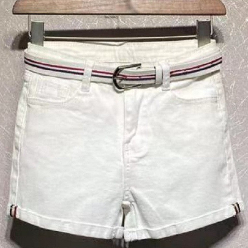High Waist Curled Up Slim Slimming Stretchy All-match Hot Pants