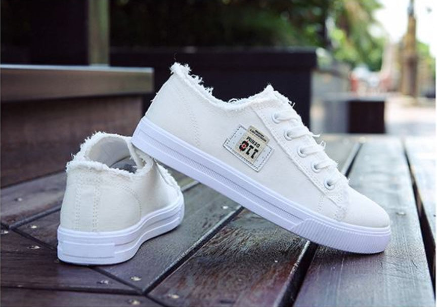 Canvas Shoes Women'S Korean Version Of The White Shoes Spring New Flat-Bottom Casual All-Match Trend