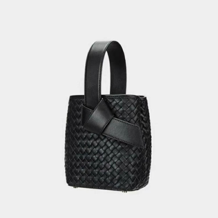 Woven Lace Up Portable Bucket Bag Women'S One Shoulder Messenger Bag