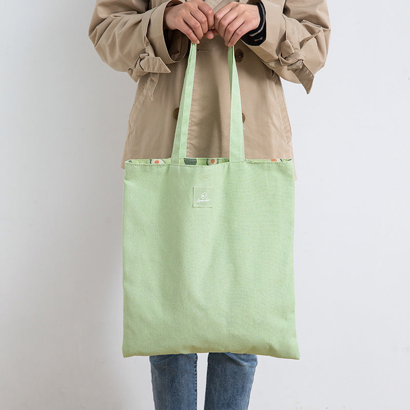 New Creative Fashion Double Sided Double Handbag Simple Small Cotton Hemp Pocket Handbag Shopping Bag