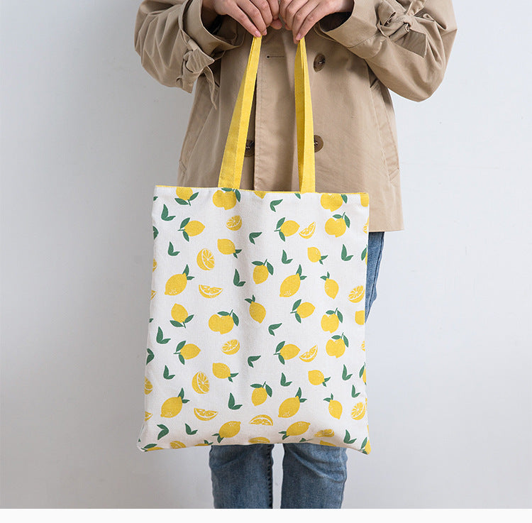 New Creative Fashion Double Sided Double Handbag Simple Small Cotton Hemp Pocket Handbag Shopping Bag
