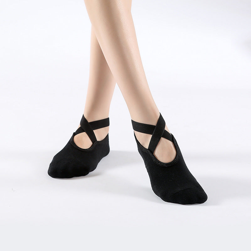 Anti-Slip Yoga Socks With Loops, Glued Round Toe, Breathable Floor Socks, Sports Socks For Yoga
