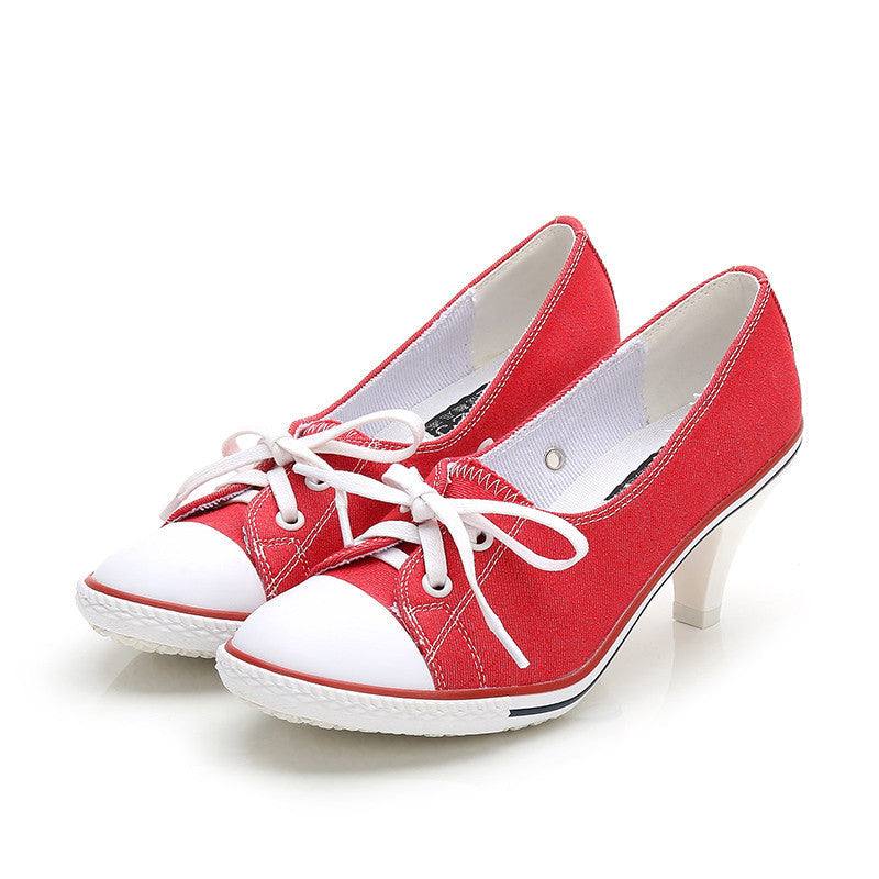 New Korean Style Single Shoes Women Fashion Casual Canvas Shoes Women's Shoes High Heels