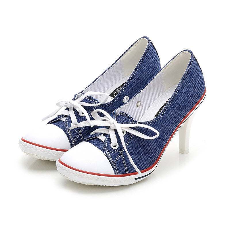 New Korean Style Single Shoes Women Fashion Casual Canvas Shoes Women's Shoes High Heels