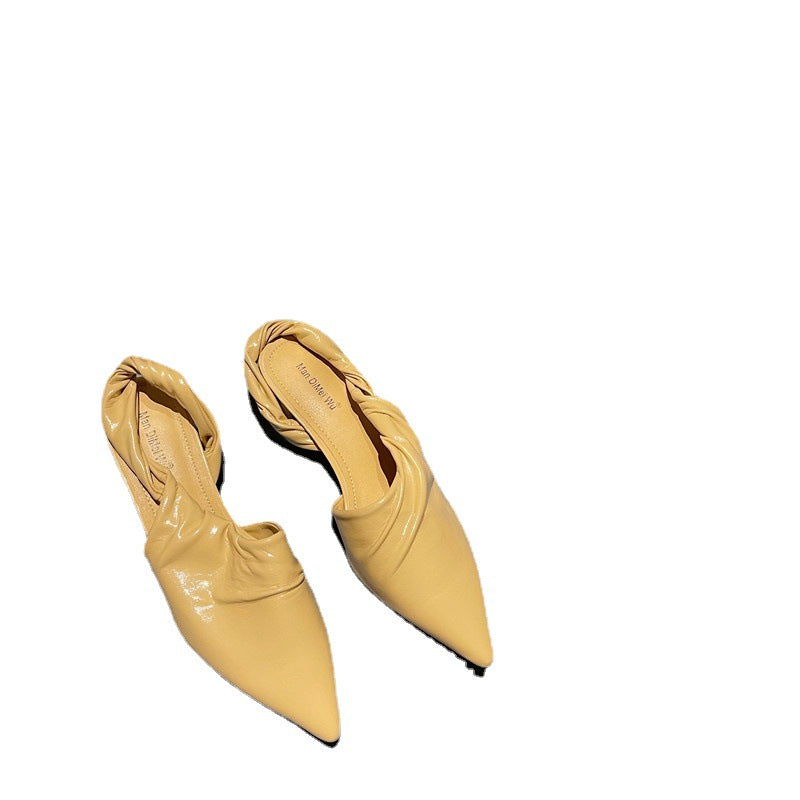 South Korean Spring And Summer New Fashion Pointed Baotou Women's Shoes Thick Heel Middle Heel Women's Sandals In