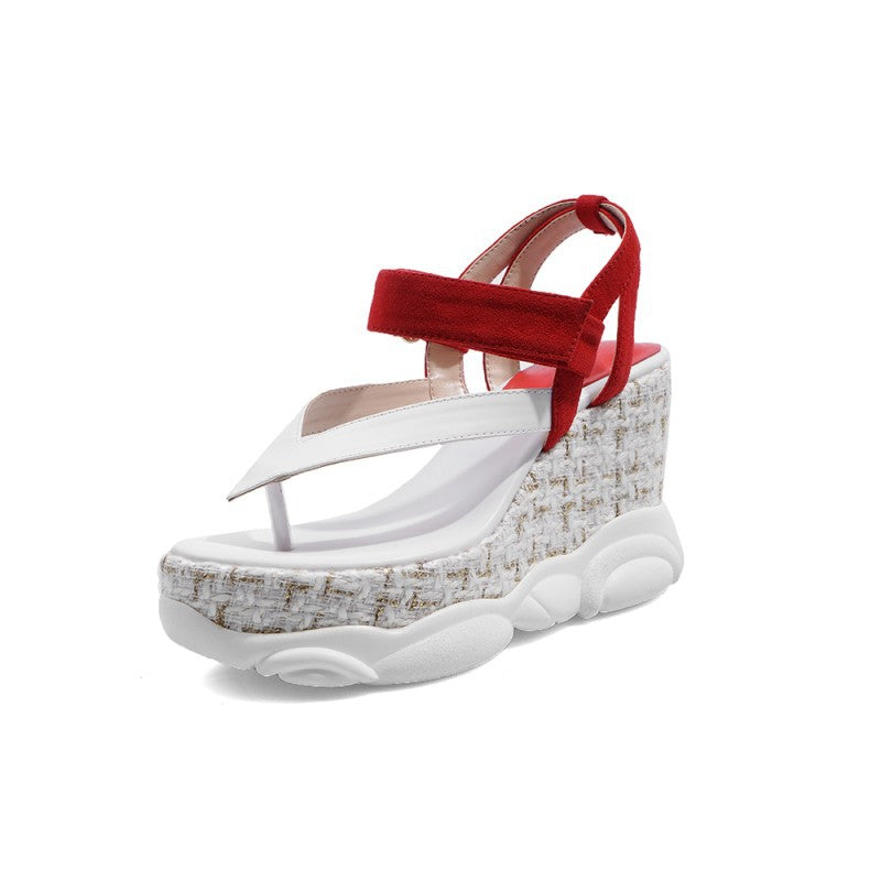 Flip-Flops Sole Waterproof Platform Slope Heel Color Matching Women Casual Sandals