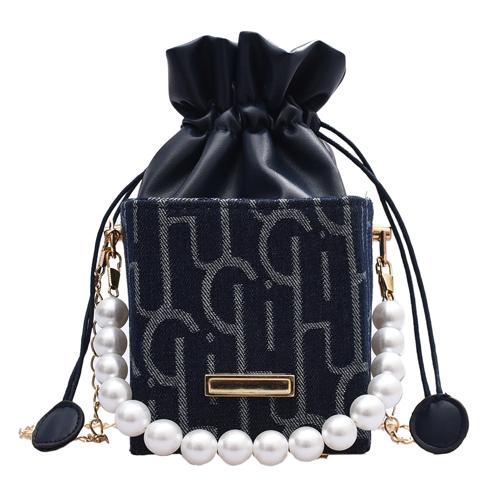Net Red Bag Female Bag Messenger Bag Foreign Style Pearl Chain Bag Summer Wild Small  Shoulder Bag