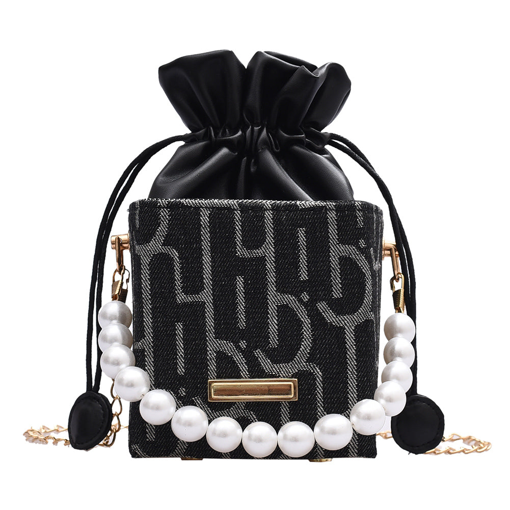 Net Red Bag Female Bag Messenger Bag Foreign Style Pearl Chain Bag Summer Wild Small  Shoulder Bag