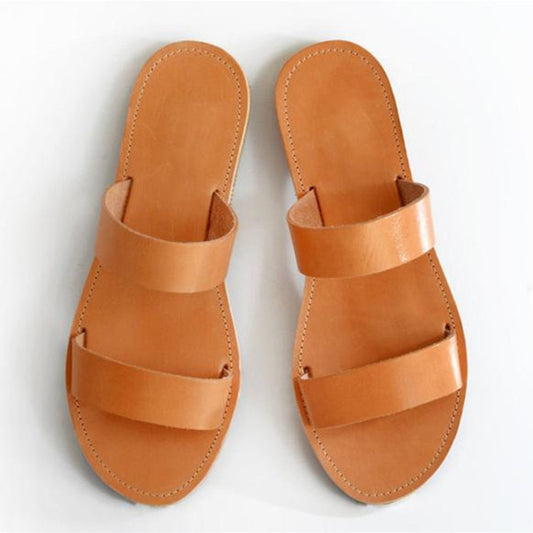 Enkle åbne flade sandaler og hjemmesko