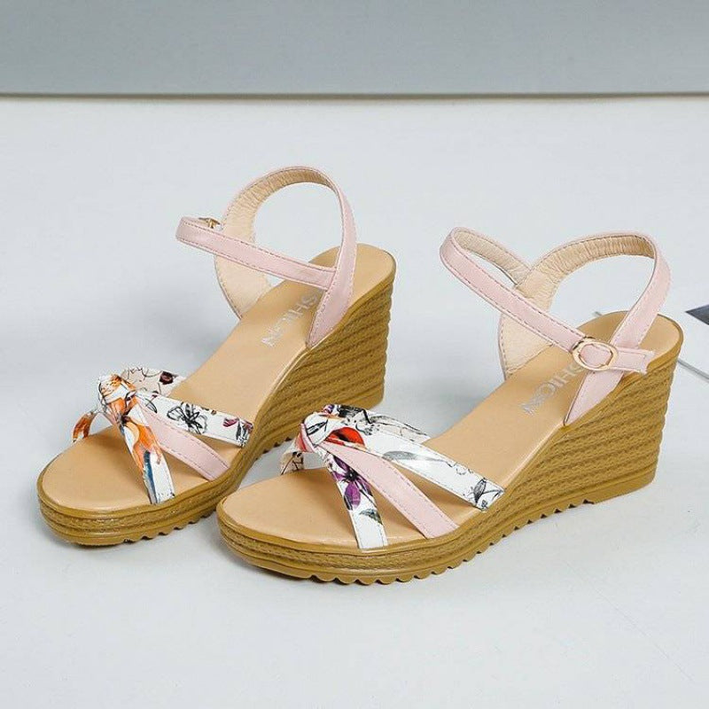 Shoes Wedge Sandals Wmen's High Heels Thick Heel Non-slip Fish Mouth Student Shoes