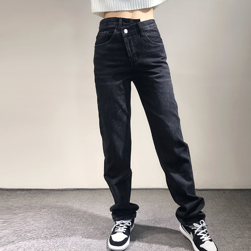 European And American Cross-Waist Design Loose And Thin Wide-Legged Straight All-Match Pile Pants