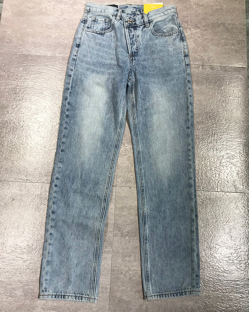 European And American Cross-Waist Design Loose And Thin Wide-Legged Straight All-Match Pile Pants
