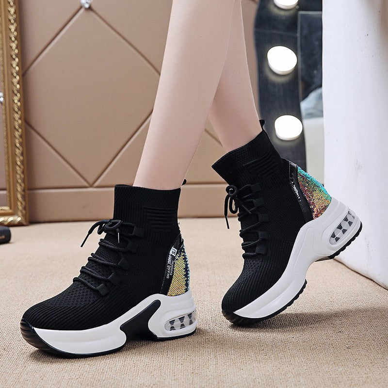 Internally Increased Thick-Soled Martin Boots Stretch Socks Daddy Shoes