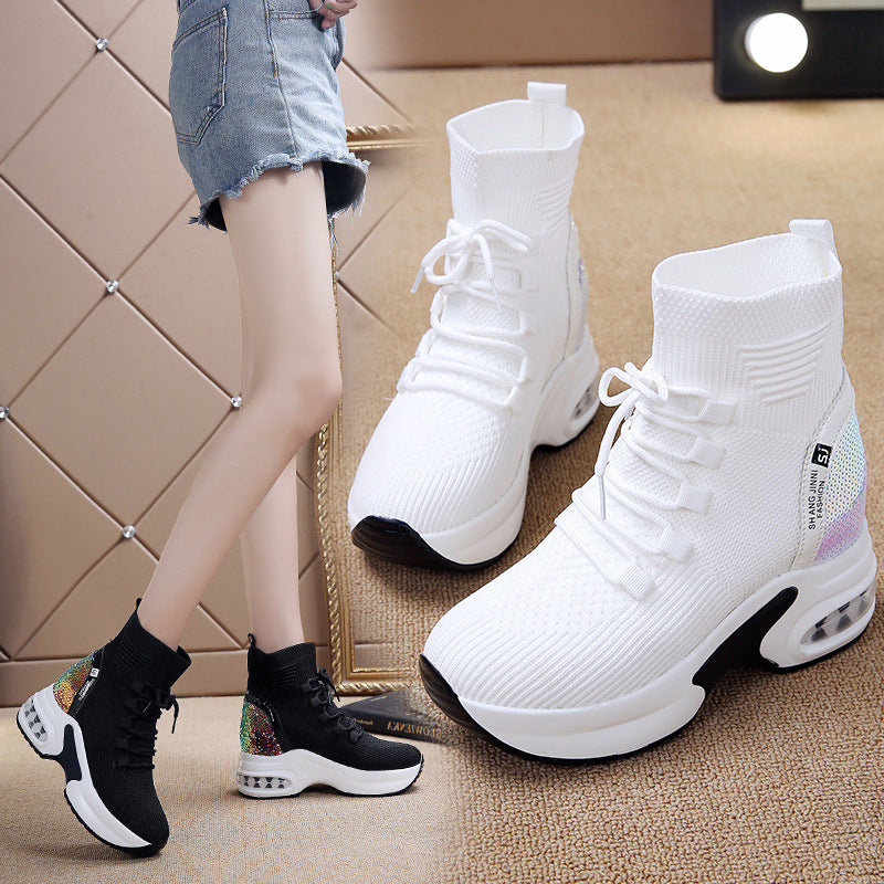 Internally Increased Thick-Soled Martin Boots Stretch Socks Daddy Shoes